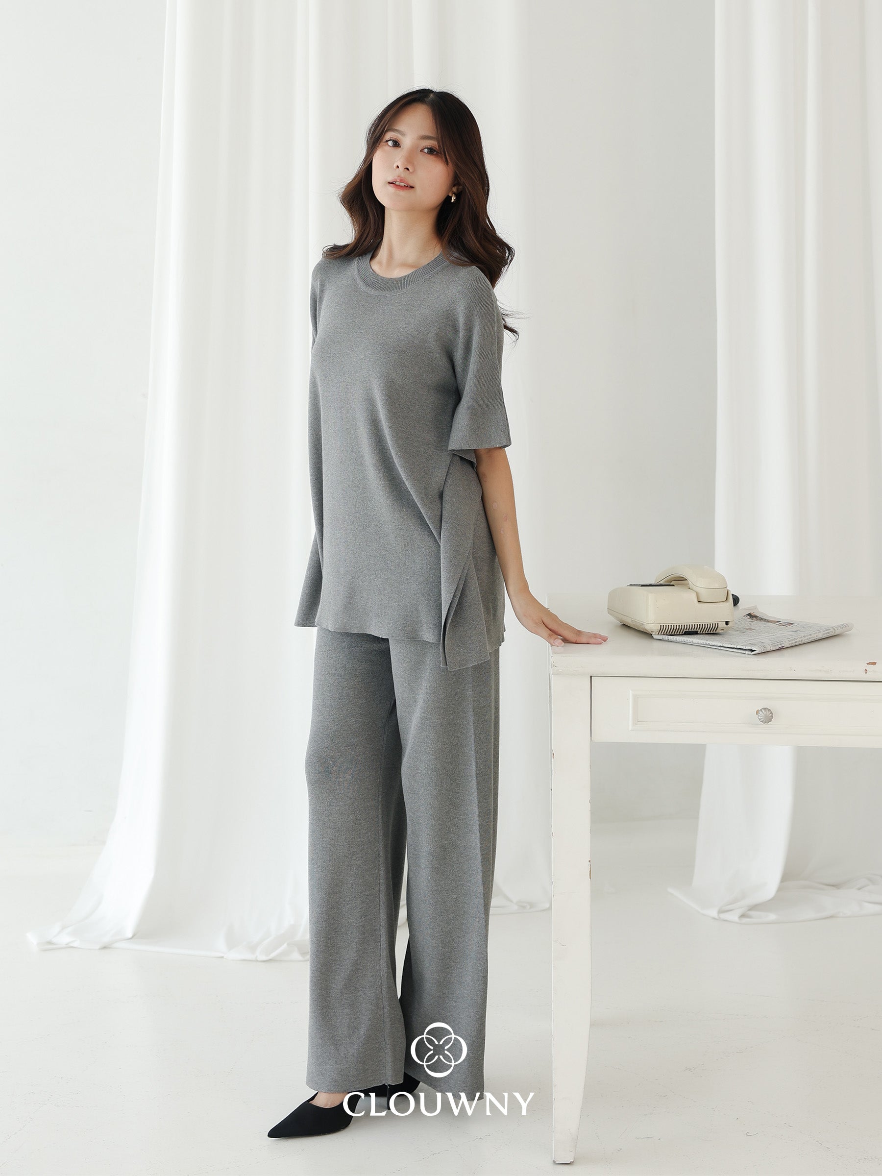 Joel Batwing Knit Set - Grey